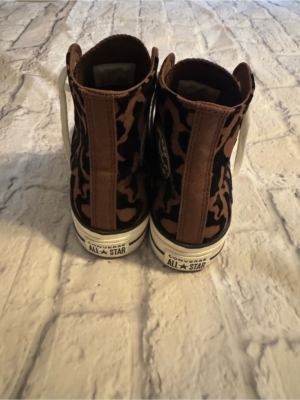 Converse High Top Platform Sneakers in Brown Leopard Print - Picture 3 of 6